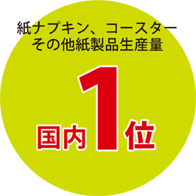 紙ナプキン、コースターその他紙製品生産量 国内1位